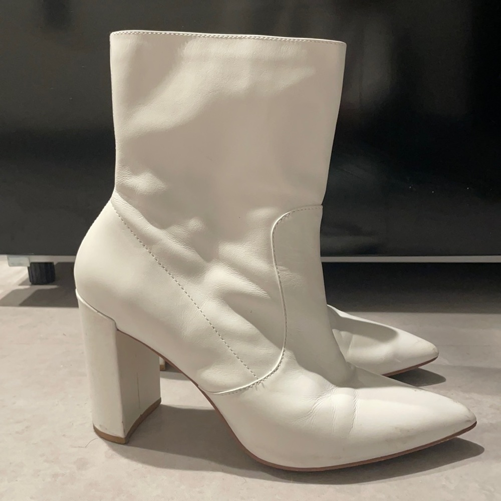 Chinese Laundry white heeled booties